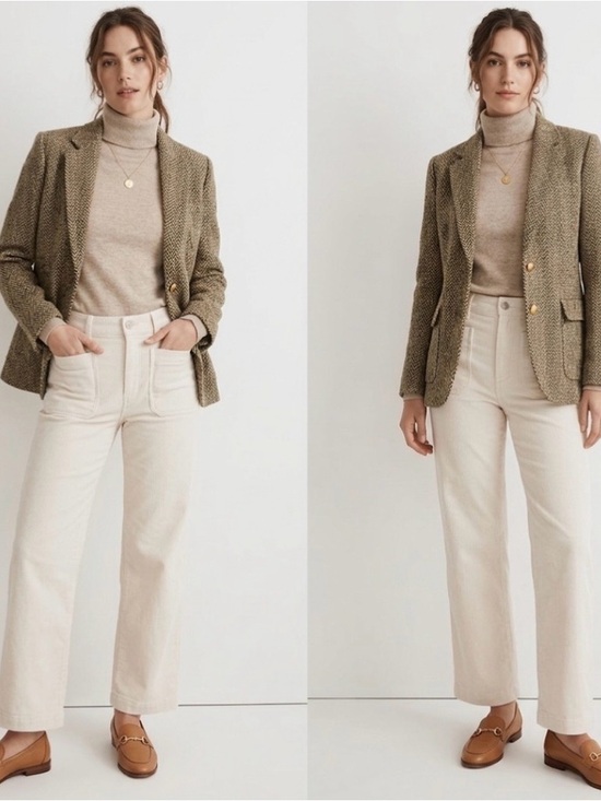 Madewell Emmett 2.0 Corduroy Wide Leg Pants High Rise Cream 32 NWT - Picture 2 of 16